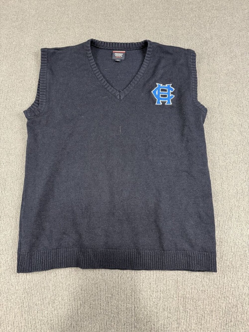 French Toast Mens Navy Blue V-Neck Sweater Vest L  Hernando Christian Academy
